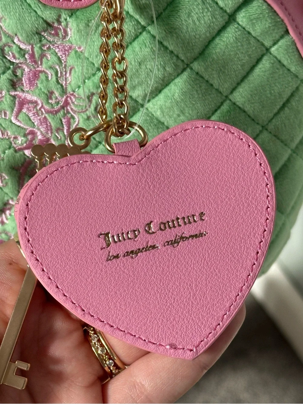 NWT Juicy Tale Juicy Couture Pink & Mint Green Quilted Satchel Crossbody Y2K Bag